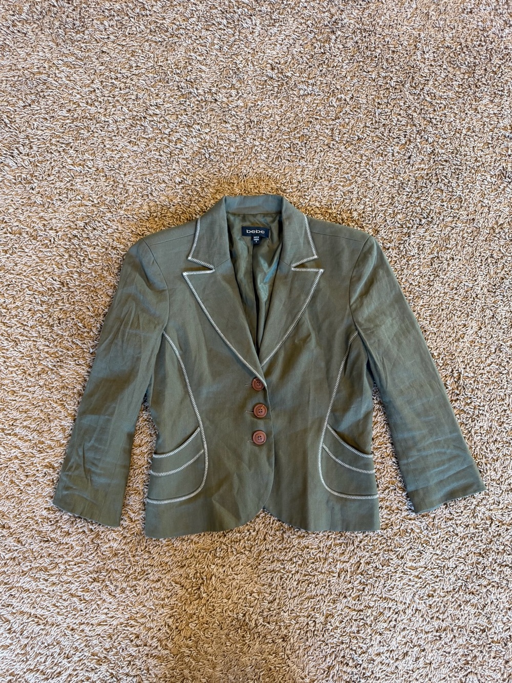 bebe Linen Olive Green Blazer